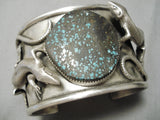 One Of Most Detailed Native American Turquoise Sterling Silver Gecko Bracelet-Nativo Arts