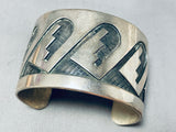 Important Vintage Native American Hopi Sterling Silver Chiseled Overlay Bracelet-Nativo Arts