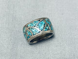 Marvelous Vintage Native American Navajo Turquoise Sterling Silver Band Ring-Nativo Arts