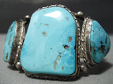 Museum Vintage Native American Navajo Natural Blue Turquoise Sterling Silver Bracelet Old-Nativo Arts