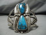 Tremendous Vintage Native American Navajo Pilot Mountain Turquoise Sterling Silver Bracelet Cuff-Nativo Arts