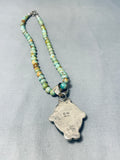 Hypnotic Vintage Native American Navajo Royston Turquoise Sterling Silver Necklace-Nativo Arts