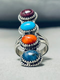 Colorful Native American Navajo Sleeping Beauty Turquoise Lapis Sterling Silver Ring-Nativo Arts