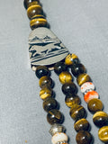Authentic Singer Rare Native American Navajo Tigers Eye Sterling Silver Necklace-Nativo Arts