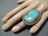 Enormous Earth Blue Turquoise Vintage Native American Navajo Sterling Silver Ring-Nativo Arts