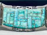 One Of The Best Vintage Native American Navajo Turquoise Inlay Sterling Silver Clasp Bracelet-Nativo Arts