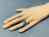 Amazing Vintage Native American Navajo Blue Turquoise Sterling Silver Ring Old-Nativo Arts