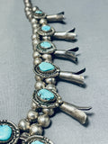 Authentic Rare Turquoise Vintage Native American Navajo Sterling Silver Squash Blossom Necklace-Nativo Arts