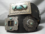 Very Old Heavy Vintage Native American Navajo Turquoise Sterling Silver Concho Belt Old-Nativo Arts