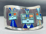 Signed Vintage Native American Navajo Space Kachina Turquoise Sterling Silver Bracelet-Nativo Arts