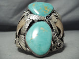 HUGE BEAR CLAW Vintage Native American Navajo Royston Turquoise Sterling Silver Bracelet-Nativo Arts