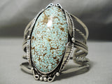 One Of The Best Vintage Native American Navajo #8 Turquoise Sterling Silver Bracelet Old-Nativo Arts