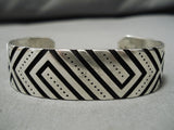 Impressive Vintage Native American Navajo Deep Carved Rivers Sterling Silver Bracelet-Nativo Arts