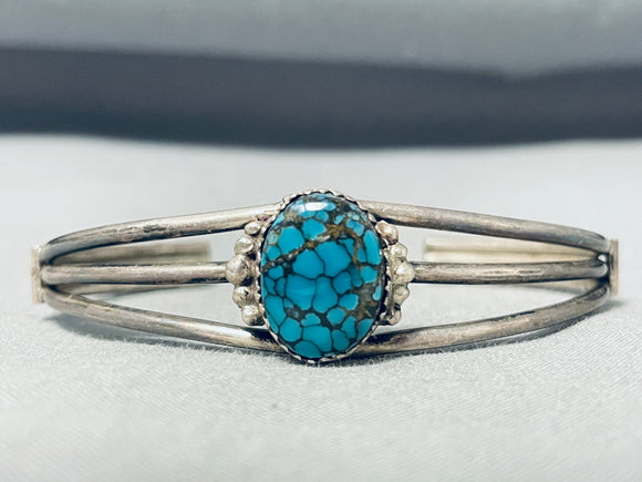 Impressive Vintage Native American Navajo Spiderweb Turquoise Sterling Silver Bracelet-Nativo Arts