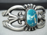 Signed Vintage Native American Navajo Gilbert Turquoise Sterling Silver Bracelet-Nativo Arts