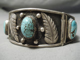 Special Vintage Native American Navajo Spiderweb Turquoise Sterling Silver Hinged Bracelet Old-Nativo Arts