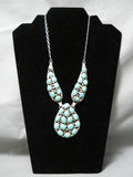 Chunky Dunky Turquoise Vintage Native American Navajo Sterling Silver Necklace-Nativo Arts