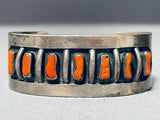 Quality Vintage Native American Navajo Authentic Coral Sterling Silver Bracelet-Nativo Arts
