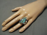 Native American Important Vintage Santo Domingo Turquoise Inlay Sterling Silver Ring-Nativo Arts