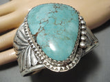 Tremendous Heavy Vintage Native American Navajo Spiderweb Turquoise Sterling Silver Bracelet-Nativo Arts