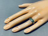 Very Early Vintage Native American Zuni 5 Cerrillos Turquoise Sterling Silver Ring-Nativo Arts