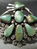 Important Damale Turquoise Vintage Native American Navajo Kachina Sterling Silver Bracelet Old-Nativo Arts