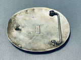 Dazzling Vintage Native American Navajo Sleeping Beauty Turquoise Sterling Silver Buckle-Nativo Arts