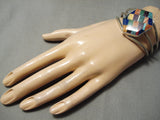 Absolutely Incredible Vintage Native American Navajo Turquoise Inlay Sterling Silver Bracelet-Nativo Arts