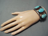 Monster Vintage Native American Navajo Blue Diamond Turquoise Sterling Silver Bracelet Old-Nativo Arts