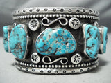 Heavy Husky Men's Vintage Native American Navajo Turquoise Sterling Silver Bracelet-Nativo Arts