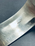 Impressive Vintage Native American Navajo Sterling Silver Bracelet Signed Tahe-Nativo Arts