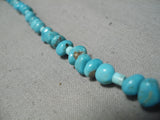Authentic Vintage Native American Navajo Blue Turquoise Heishi Sterling Silver Necklace-Nativo Arts