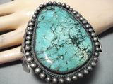 Huge Vintage Native American Navajo Green Turquoise Sterling Silver Bracelet-Nativo Arts