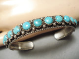 Intricate!! Vintage Native American Navajo Snake Eyes Turquoise Sterling Silver Bracelet Old-Nativo Arts