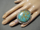 Fantastic Vintage Native American Navajo Spiderweb Turquoise Sterling Silver Ring Old-Nativo Arts