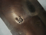 Signed Vintage Native American Navajo Sterling Silver Mirror Turquoise Bracelet Old-Nativo Arts