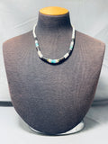 Native American Amazing Vintage Santo Domingo Turquoise Jet Shell Sterling Silver Necklace-Nativo Arts