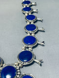 Full Naja Very Rare Native American Navajo Lapis Sterling Silver Squash Blossom Necklace-Nativo Arts