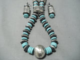 One Of The Biggest Best Native American Navajo Tubule Sterling Silver Turquoise Necklace-Nativo Arts