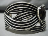 Important Native American Navajo Aaron Anderson Opal Sterling Silver Bracelet-Nativo Arts