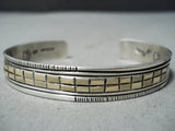 Dramatic Navajo Sterling Silver & Gold Bracelet Native American-Nativo Arts