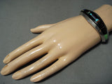 Native American Very Intricate Space Inlay Vintage Navajo Turquoise Sterling Silver Bracelet-Nativo Arts