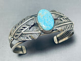 One Of The Most Unique Leaf Vintage Native American Navajo Turquoise Sterling Silver Bracelet-Nativo Arts