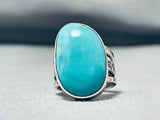 Excellent San Felipe Signed Kingman Turquoise Sterling Silver Ring-Nativo Arts