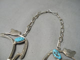 Important Native American Navajo Turquoise Betsoi Family Sterling Silver Necklace-Nativo Arts