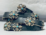 For Jeans! Vintage Native American Navajo Hand Tooled Sterling Silver Turquoise Concho Belt-Nativo Arts