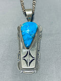 Smithsonian Native American Navajo Vintage Turquoise Sterling Silver Geomtric Necklace-Nativo Arts