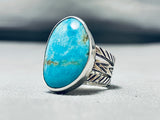 Excellent San Felipe Signed Kingman Turquoise Sterling Silver Ring-Nativo Arts