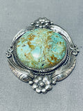 Huge Vintage Native American Navajo Domed Royston Turquoise Sterling Silver Pendant-Nativo Arts