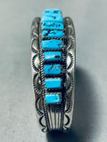 Spectacular Vintage Native American Navajo Signed Morenci Turquoise Sterling Silver Bracelet-Nativo Arts